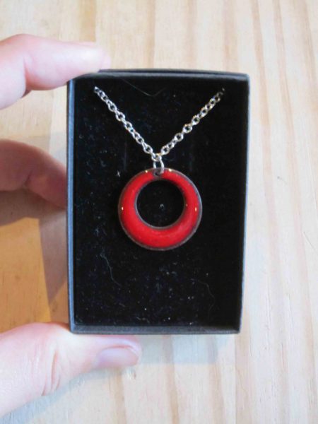 red enamelled necklace circle