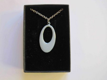 Grey enamelled pendant necklace in presentation box