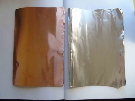 Copper and aluminium foil pieces, 30x20cm
