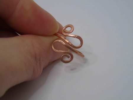 wire copper ring with hammered finish