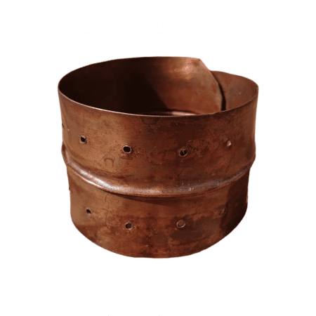 Copper overlapping bracelet with fold forming and aged copper colour patina