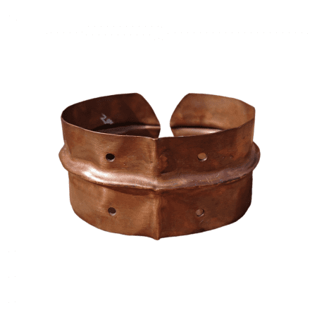Copper bracelet with fold forming and dark aged copper colour patina
