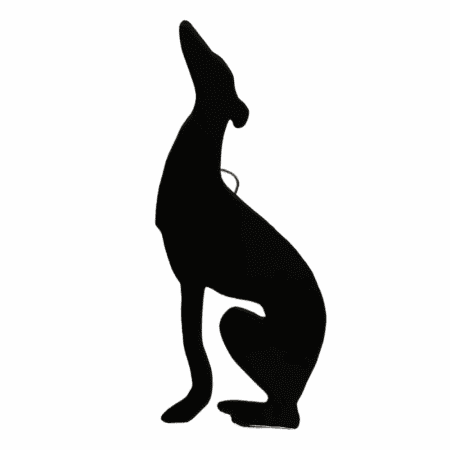 Black sitting greyhound wall hanging, made from enamelled copper (no frame)